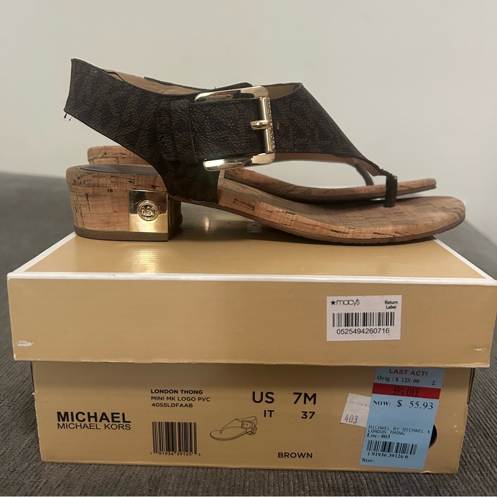 Michael Kors Dark Brown Cork Sandals